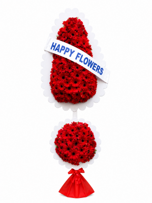 Kırmızı Gerbera 2` li Çelenk